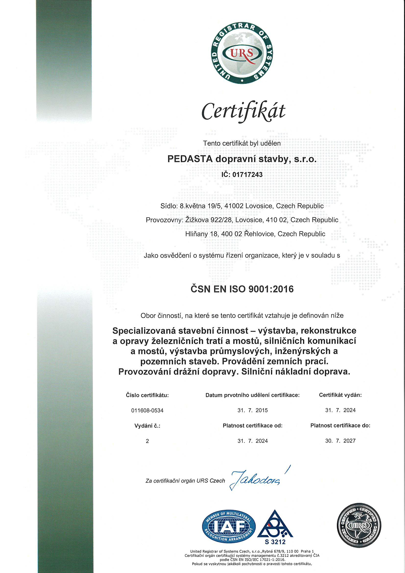 Cert ISO 9001 CZ