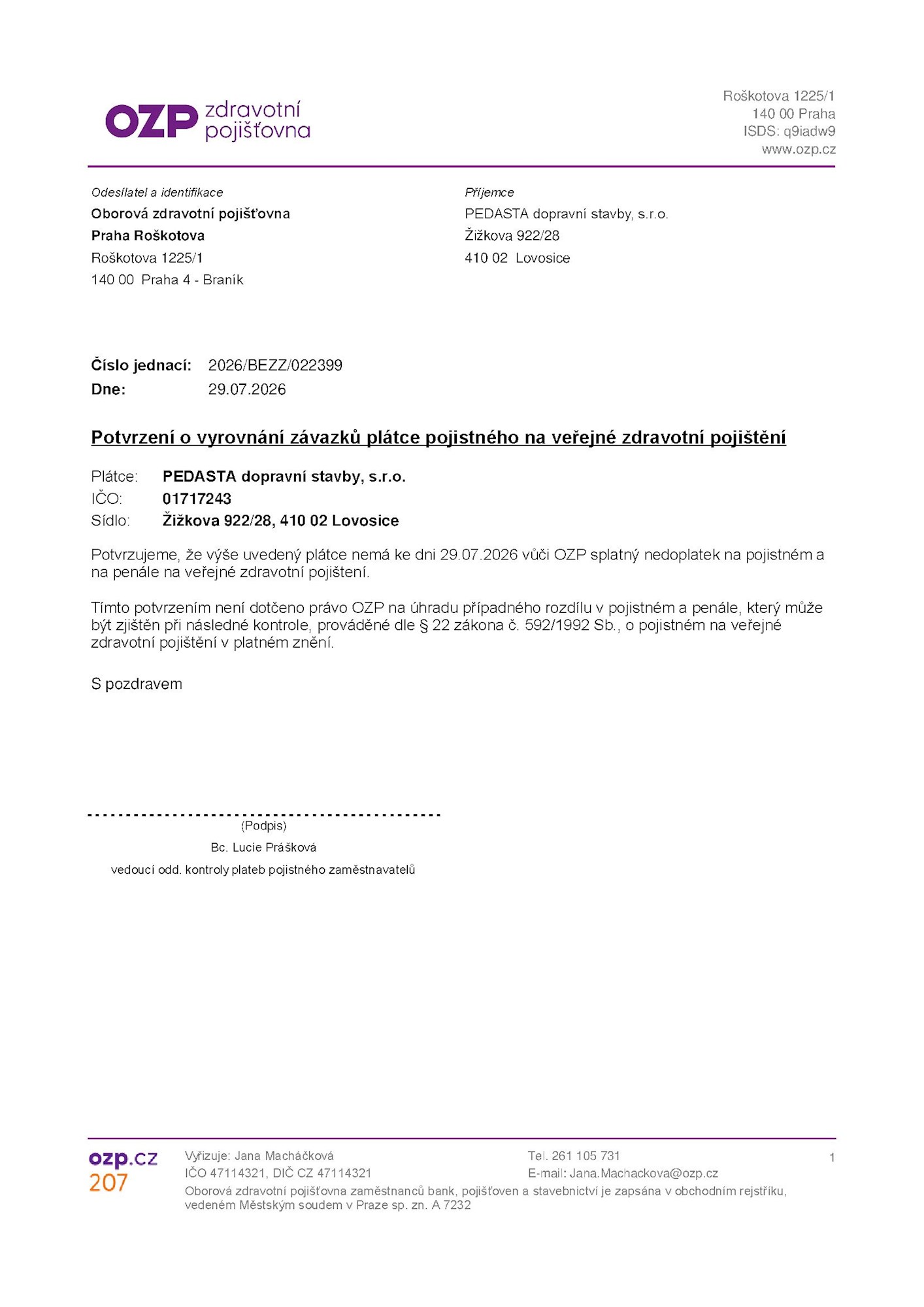 OZP Potvrzení 07 2026